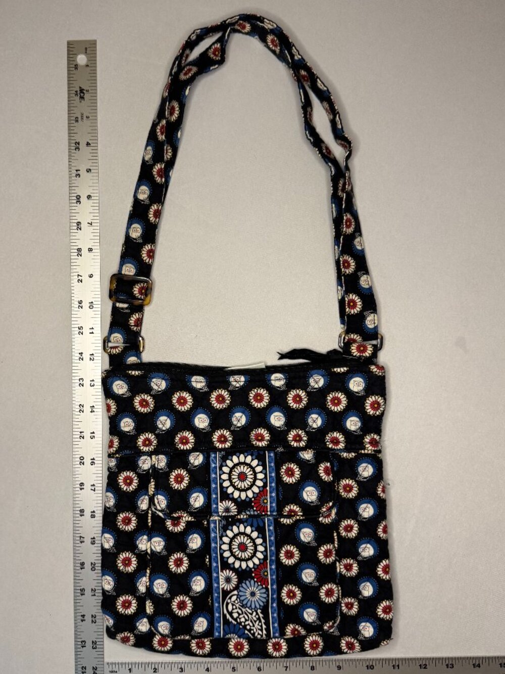 Vera Bradley Hipster Crossbody Bag Retired Night Owl Pattern Navy Owl Floral